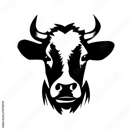 black and white cow vector logo