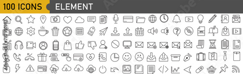 set of 100 icons in trendy line style. Business, ecommerce, finance, accounting. Big set Icons collection. Vector illustration