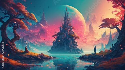 illustration of peace, open-minded, tranquility, Fantasy background