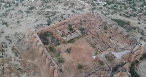 Drone Shot of the Derawar Fort in the Cholistan Desert, Punjab, Pakistan photo