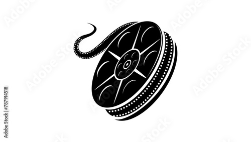 film reel logo, black isolated silhouette