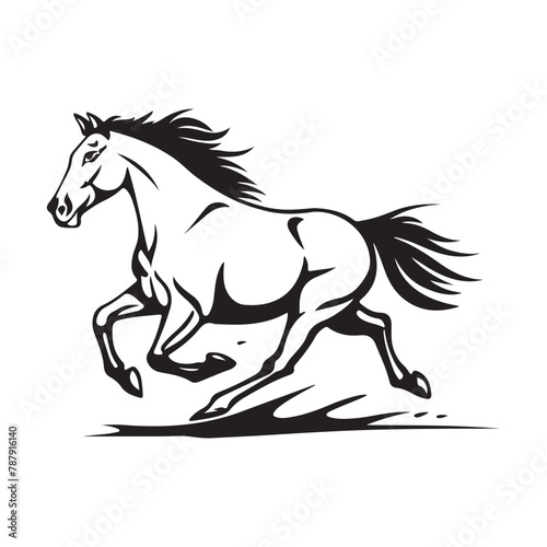 Horse Running Gallop Vector Illustration Stock Vector  horse silhouette isolated on white