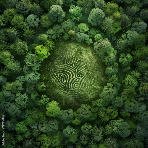 Enchanted Forest Labyrinth: Verdant Maze Conceals Secrets, Inviting Adventure and Discovery Amidst Canopy's Verdant Embrace