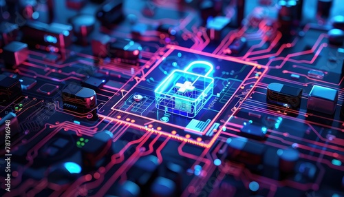 Healthcare Data Security, Address concerns about healthcare data security and privacy, depicting secure electronic health records systems, encryption technologies