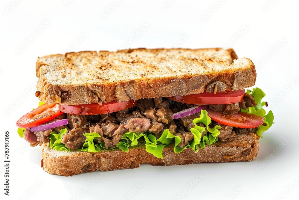 Sandwich with chicken liver pate on white background Sandwich with chicken liver pate on white background