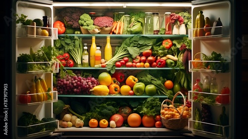 Refrigerator full of healthy food