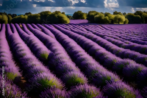 Fields of lavender unfolding under the summer sun, a panoramic display of purple beauty.