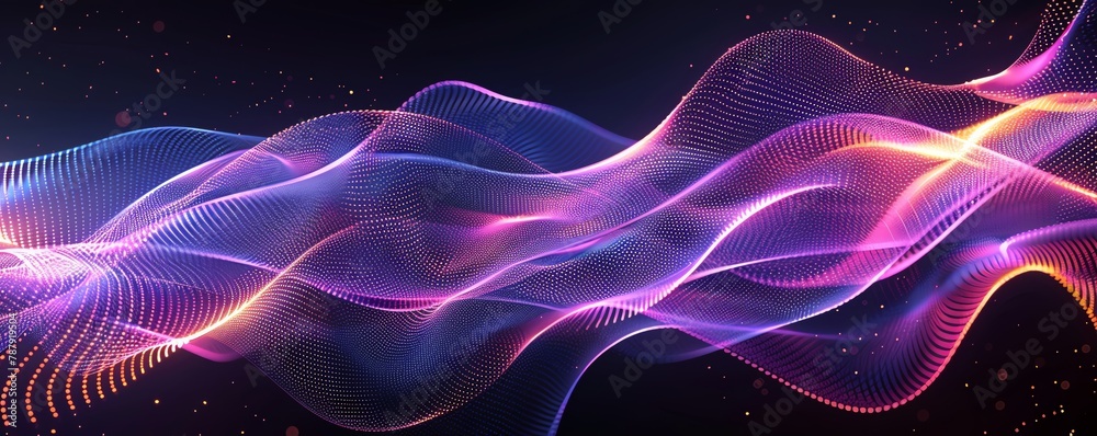 Fototapeta premium Futuristic sound waves interlacing with light trails, tech style, isolated on a solid background