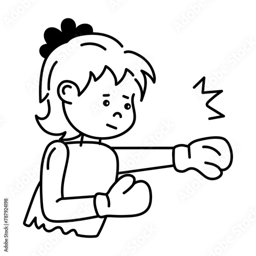 Ready to use doodle icon of a boxing girl 