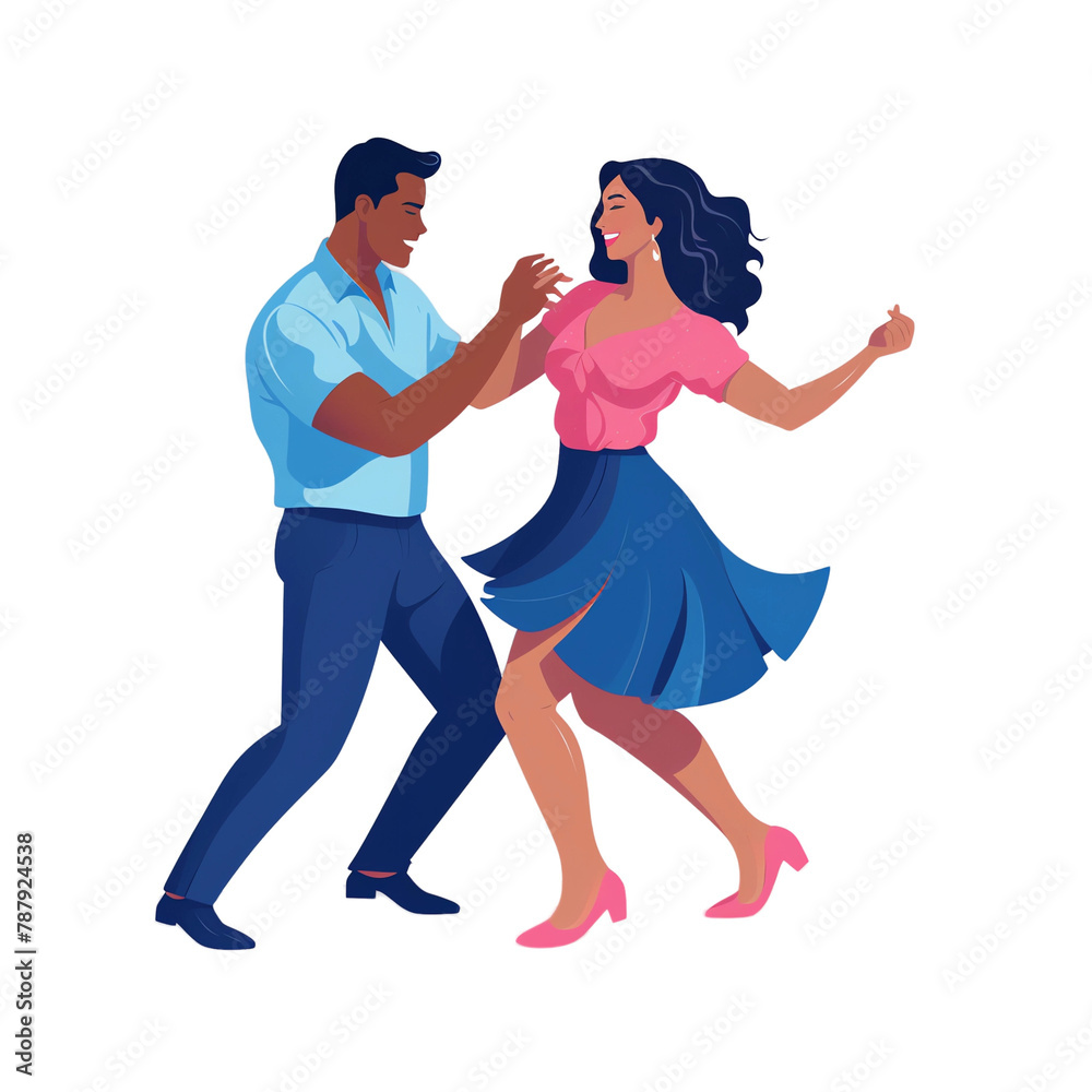 A man and woman dancing the twist, flat vector illustration with a black background, A man and woman dancing the twist, flat vector illustration with a black background,