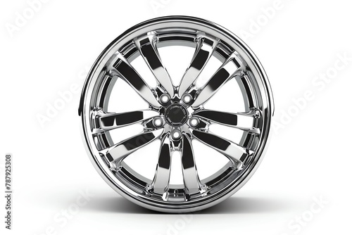 Sharp image of car alloy wheel, isolated on white. photo