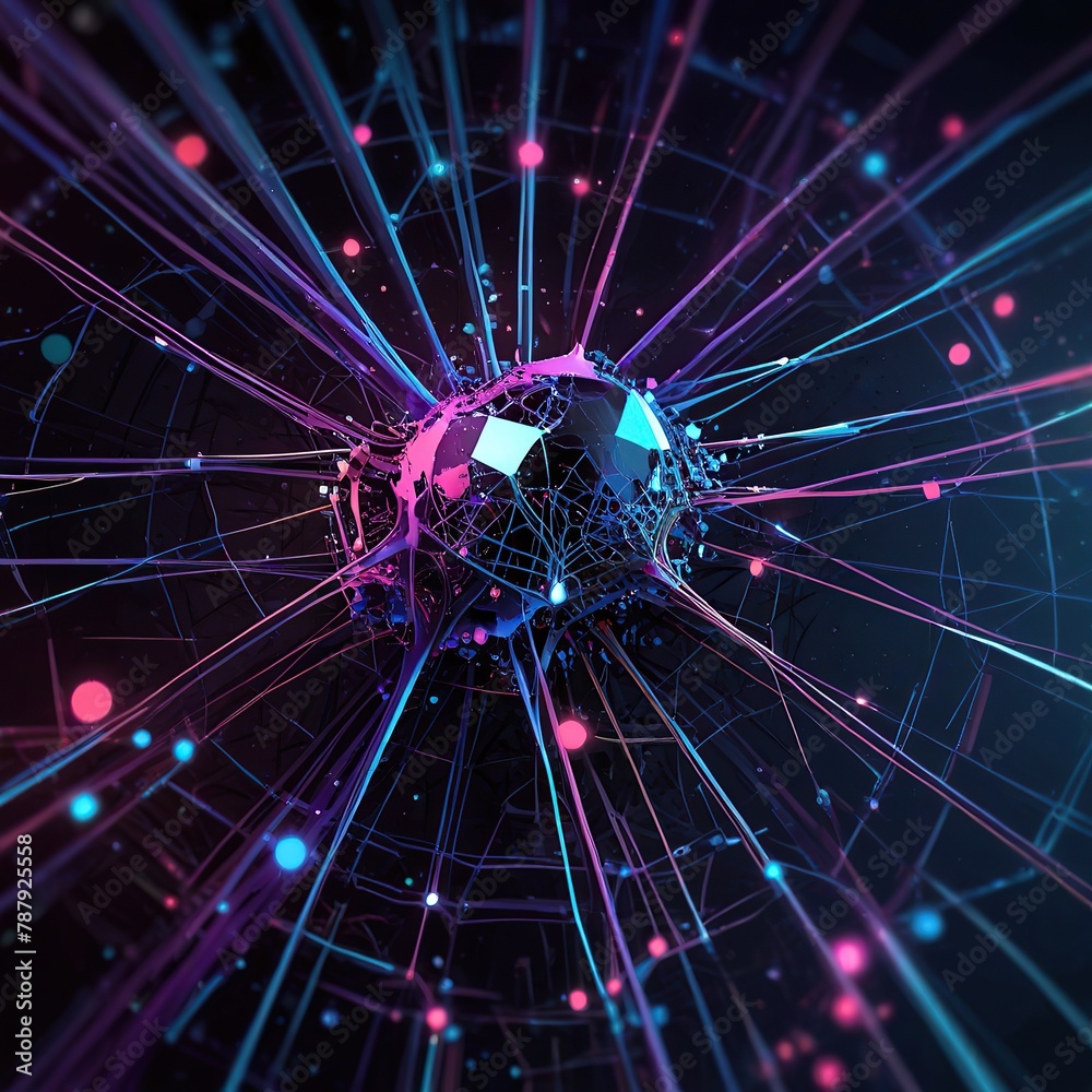 Abstract 3d rendering of golden network structure Abstract fractal Futuristic technology style