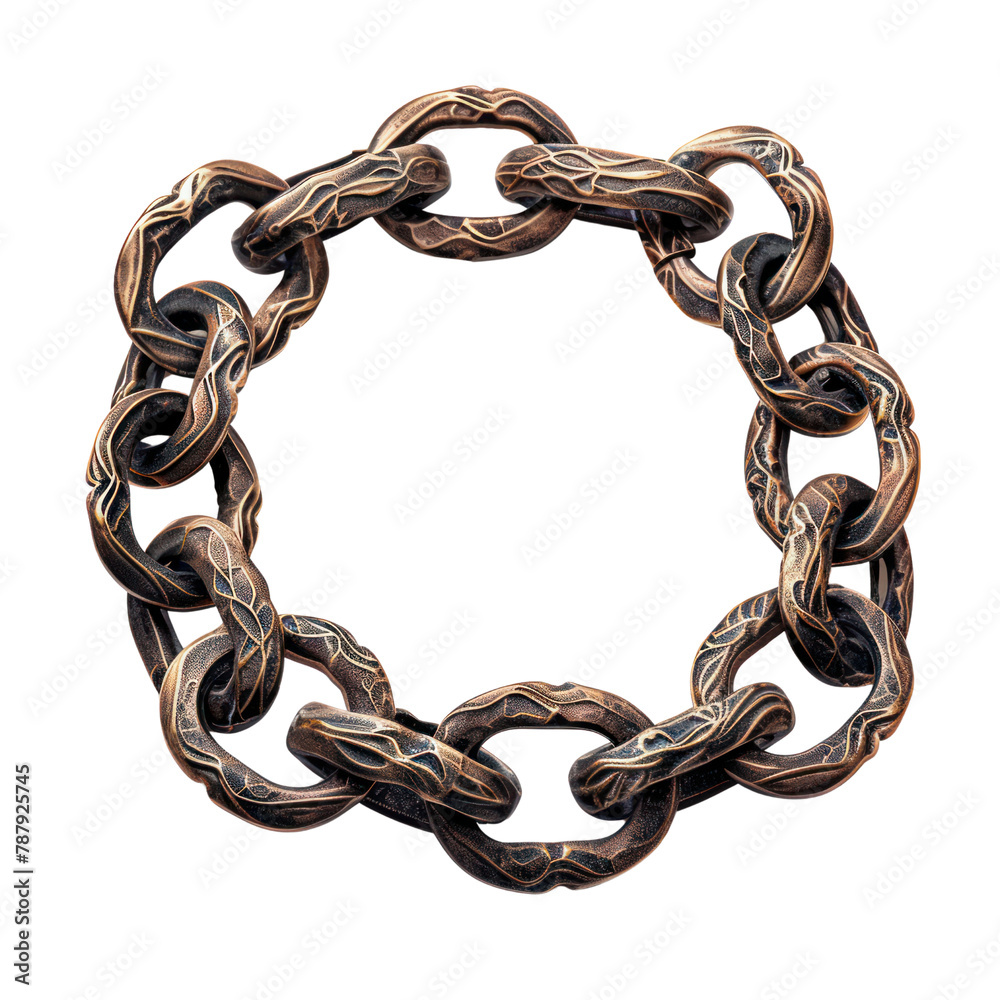 Fototapeta premium Chain of Rococo Art isolated on transparent png.