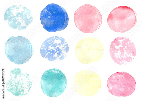 Watercolor backgrounds. Watercolor round spots. Hand painted in watercolor. Watercolor gradient.