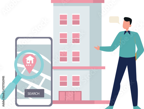 A guy is showing the location of the house online.
