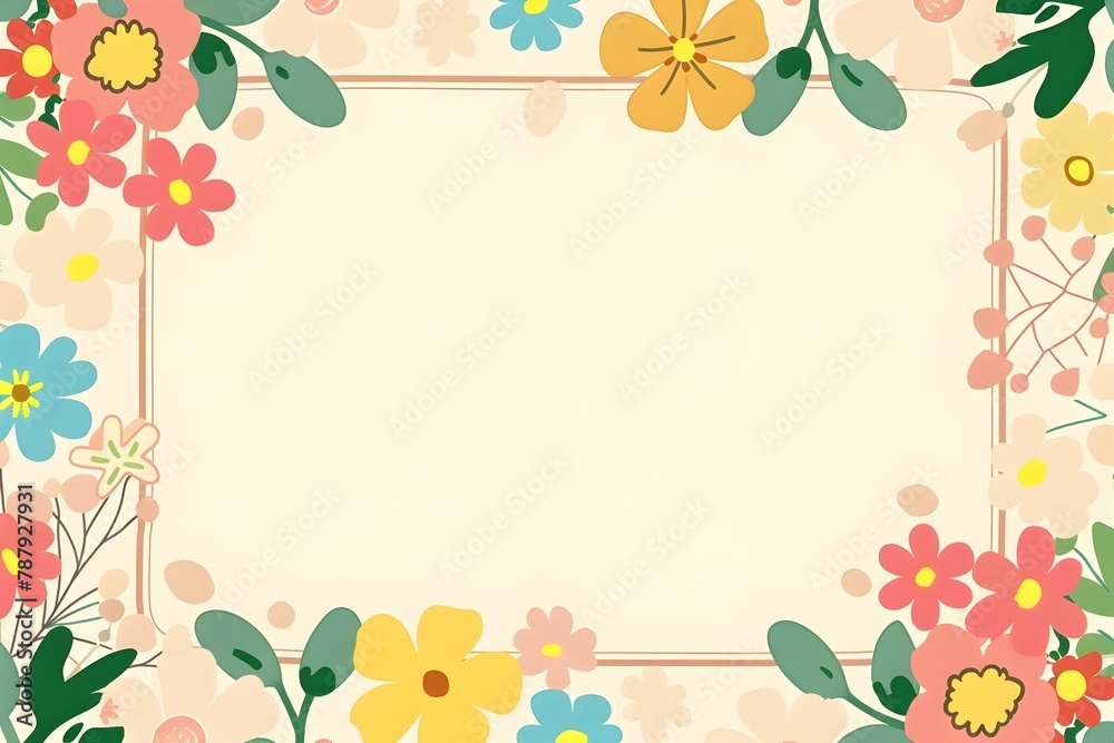 Vibrant Floral Frame in Charming Paper Cut Style Design Vibrant Floral Frame in Charming Paper Cut Style Design