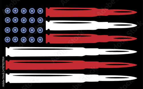 american flag with bullets