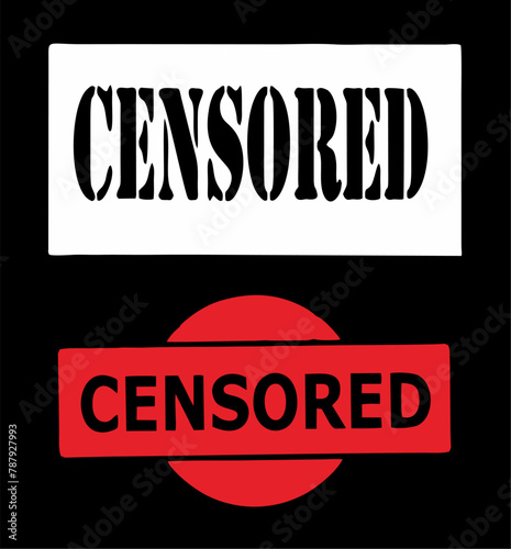 censored with in white and red