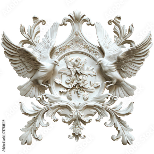 Dove of Rococo Art isolated on transparent png.