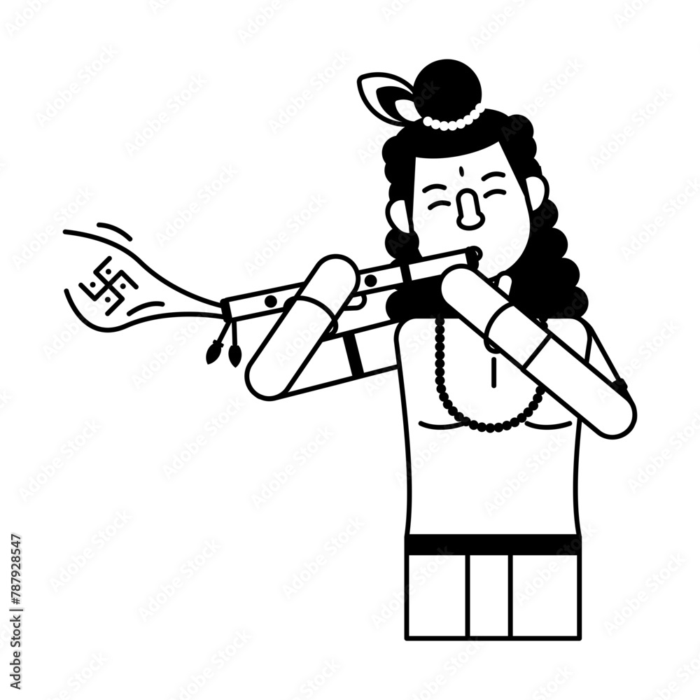 Fototapeta premium Here is a glyph icon of indian god krishna 