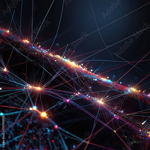 Abstract background with connected lines and dots. Network connection structure © Graphic Leading 