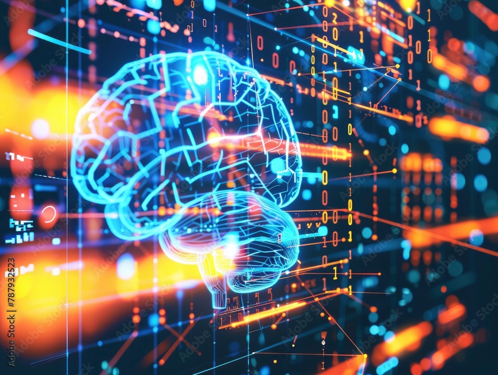 A brain is shown in a computer screen with a lot of numbers and lines