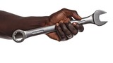 Close-up of an African American hand holding a wrench. A display of strength and skill in workmanship. Ideal for DIY and repair concepts. AI