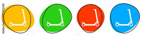 4 bunte Icons: Elektroroller - Button Banner photo