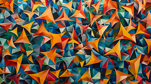 Colorful Triangular Geometric Shapes in Abstract Art