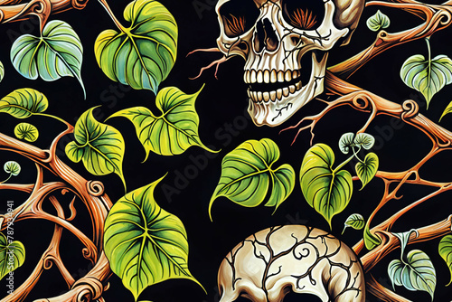 Skulls intertwined with bra...