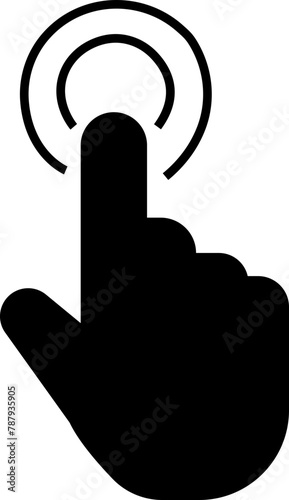 Computer mouse click cursor icon in fill style. Load symbol. Pointer cursor and loading icon. Modern vector for web site or mobile app. Touch or Hand click design isolated on transparent background.