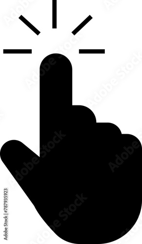 Computer mouse click cursor icon in fill style. Load symbol. Pointer cursor and loading icon. Modern vector for web site or mobile app. Touch or Hand click design isolated on transparent background.