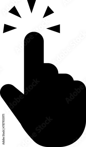 Computer mouse click cursor icon in fill style. Load symbol. Pointer cursor and loading icon. Modern vector for web site or mobile app. Touch or Hand click design isolated on transparent background. photo