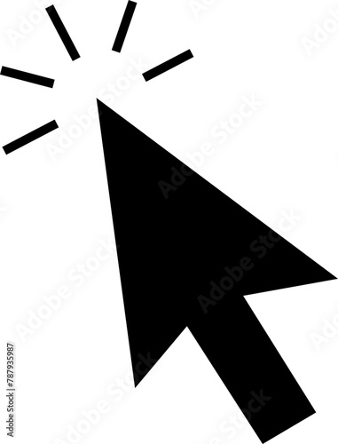 Computer mouse click cursor icon in fill style. Load symbol. Pointer cursor and loading icon. Modern vector for web site or mobile app. Touch or arrow click design isolated on transparent background.