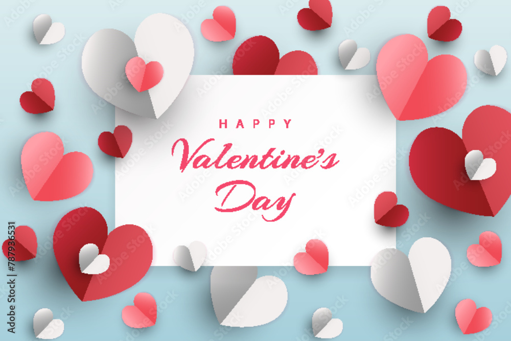 Happy valentine's day background with paper cut style