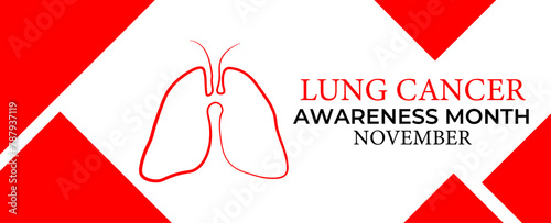 Lung cancer awareness month concept. Banner template with glowing low poly wireframe lungs. Isolated on dark background. cover, poster, flyer, card, website, app, brochure. Vector illustration