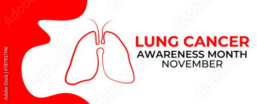 Lung cancer awareness month concept. Banner template with glowing low poly wireframe lungs. Isolated on dark background. cover, poster, flyer, card, website, app, brochure. Vector illustration
