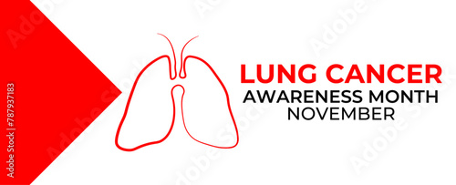 Lung cancer awareness month concept. Banner template with glowing low poly wireframe lungs. Isolated on dark background. cover, poster, flyer, card, website, app, brochure. Vector illustration