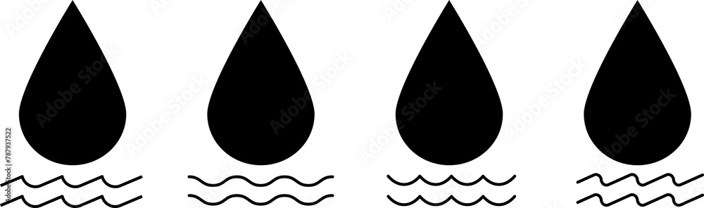 Set of blue water droplets icon design