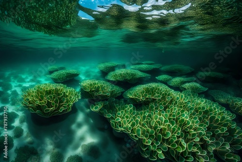 the serene beauty beneath the waves  where seagrasses thrive in crystal-clear waters.