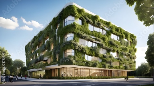 Eco-friendly construction With live green walls and water-saving features, the façade is constructed from recyclable materials. environmentally friendly, sustainable construction. Eco-friendly buildin photo