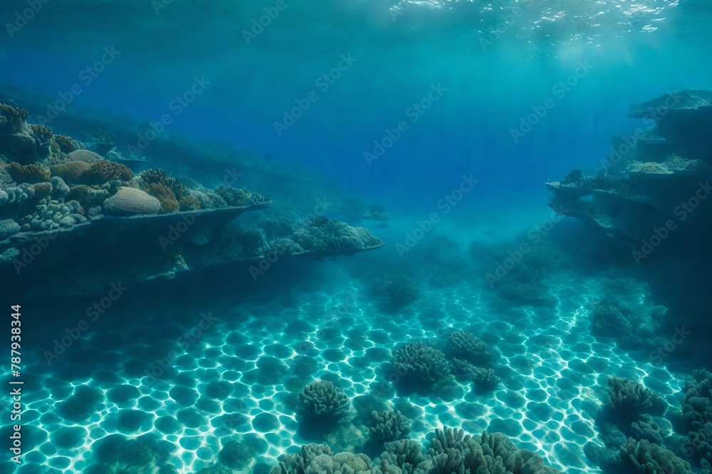 Fototapeta premium a panoramic ocean scene, showcasing the expansive canvas of the deep blue sea under daylight.