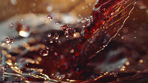 Red Wine Splash with Dynamic Droplets in Motion