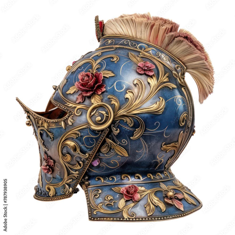 Naklejka premium Helmet of Rococo Art isolated on transparent png.