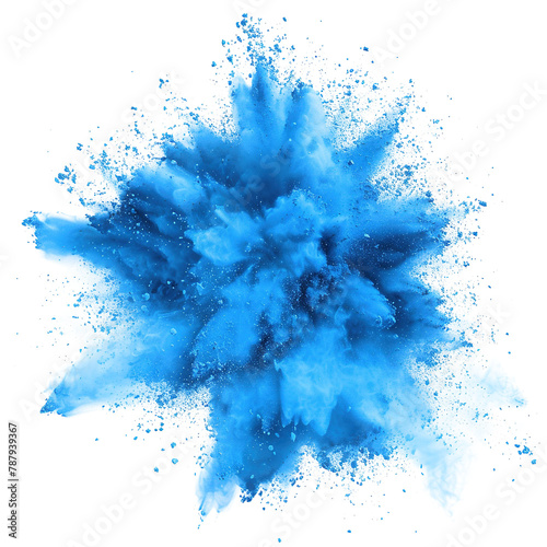 blue powder explosion isolated on transparent background