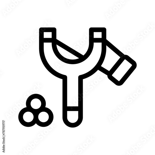 sling shot line icon illustration vector graphic