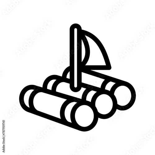 wood raft line icon illustration vector graphic