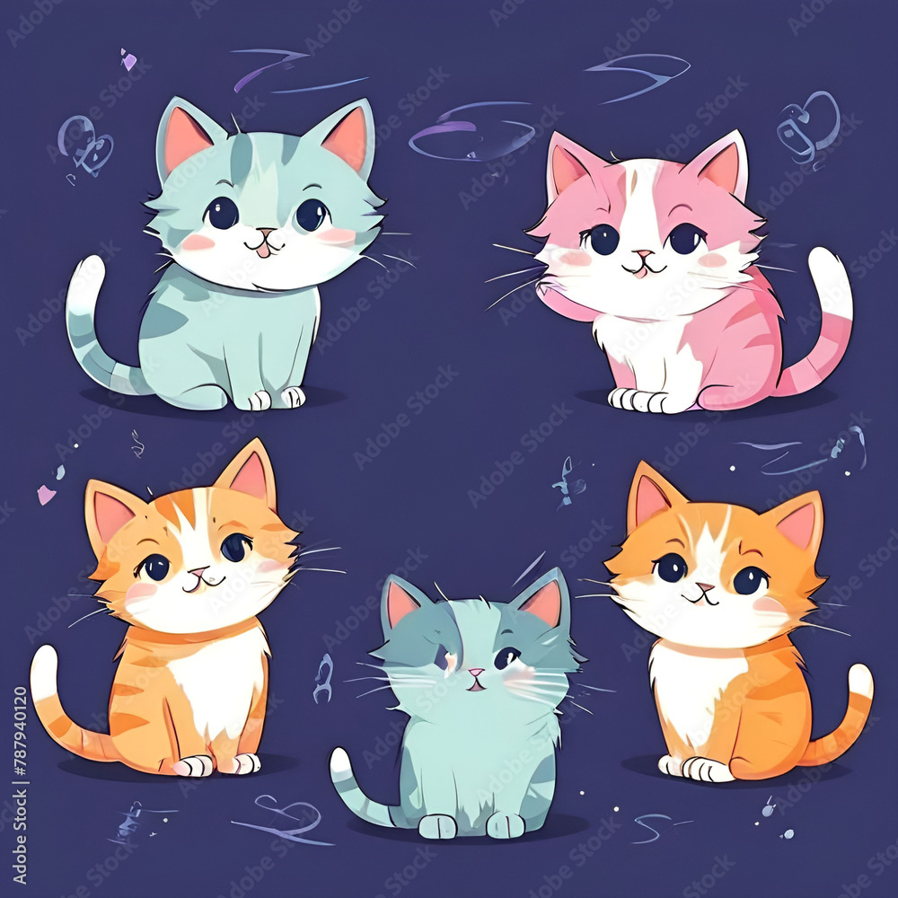  empty-background-on-invitation-with-various-cute-cats-drawing-only-around-background2d.Generative AI