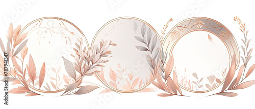 a three oval mirrors with floral designs on them