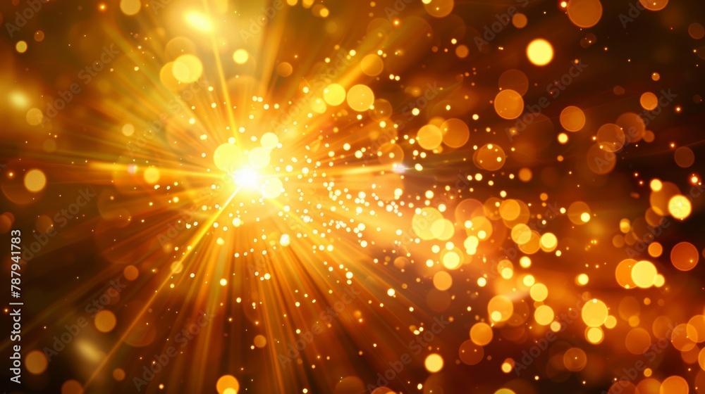 In a dark space, light lens decorations flash a bright yellow color energy In a dark space, light lens decorations flash a bright yellow color energy